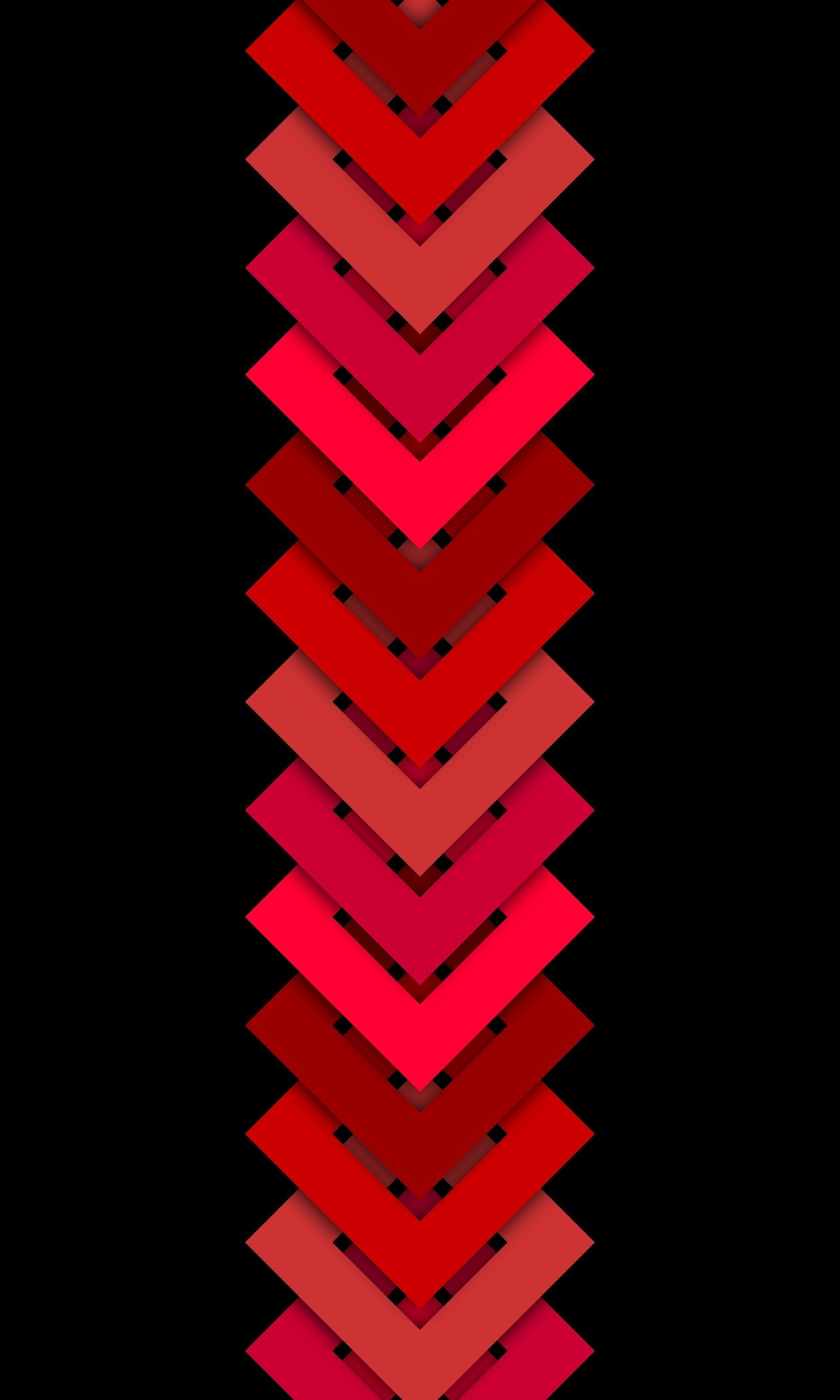 A close up of a red and black chevroned pattern (black, red)