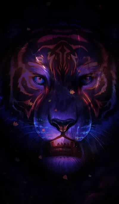 Majestic Purple Tiger Portrait