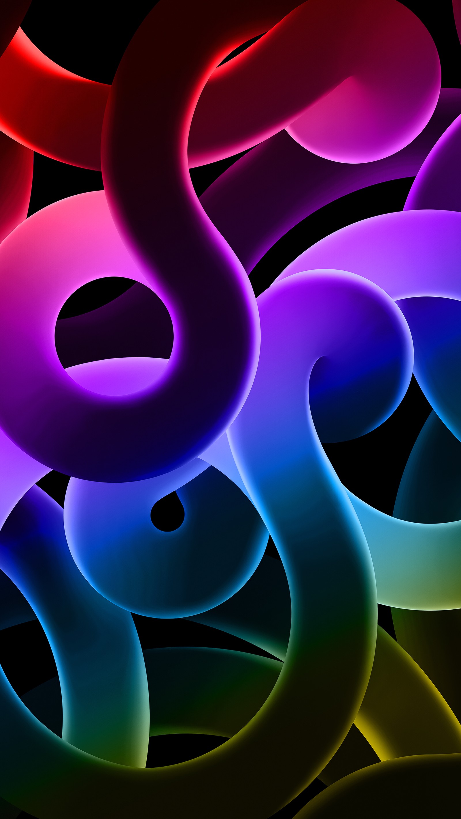 A close up of a group of colored lights on a black background (fractal art, art, apples, light, purple)