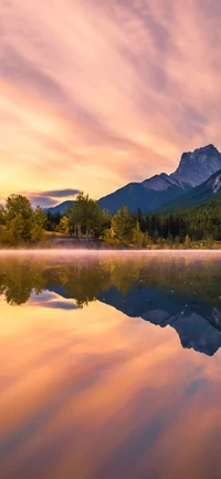 Reflexión serena del crepúsculo sobre un lago de montaña