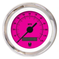 Bright Pink Tachometer with Digital Display and Chrome Trim