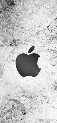 Logotipo da Apple em monocromático com folha em fundo texturizado