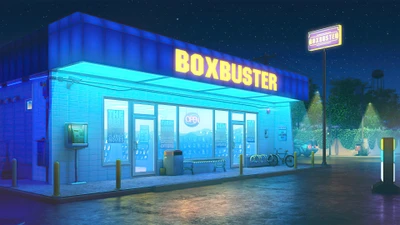 Neon Night at Boxbuster: A Digital Art Storefront