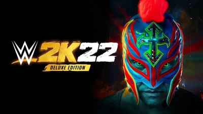 WWE 2K22 Edição Deluxe com Rey Mysterio em papel de parede impressionante em 4K.