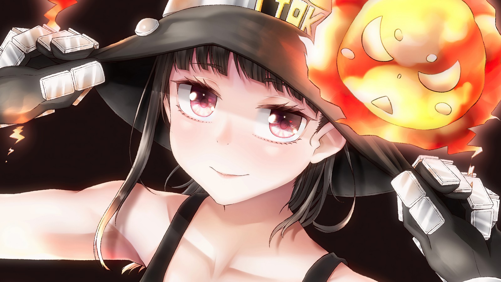 Скачать обои маки озэ, ма си осе, 茉希尾瀬, огненный шар, fire force