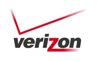 Verizon-Logo mit markantem roten Häkchen und fetter Schrift.