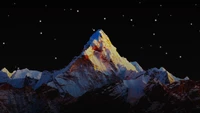 Majestic Snow-Capped Peak Under a Starry Sky