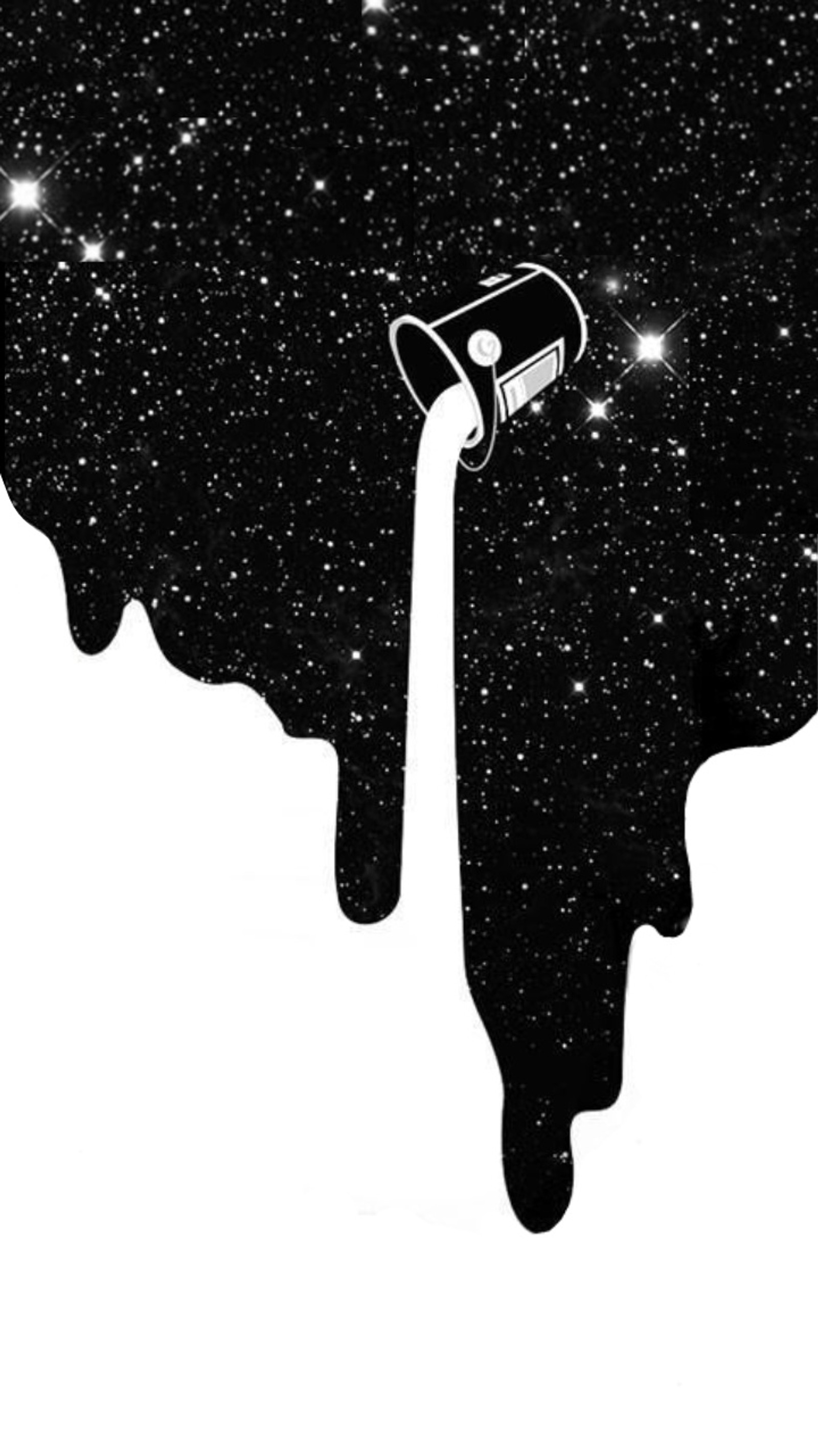 A black and white illustration of a dripping paint drip (black and white, dope, dripping, galaxy, paint)