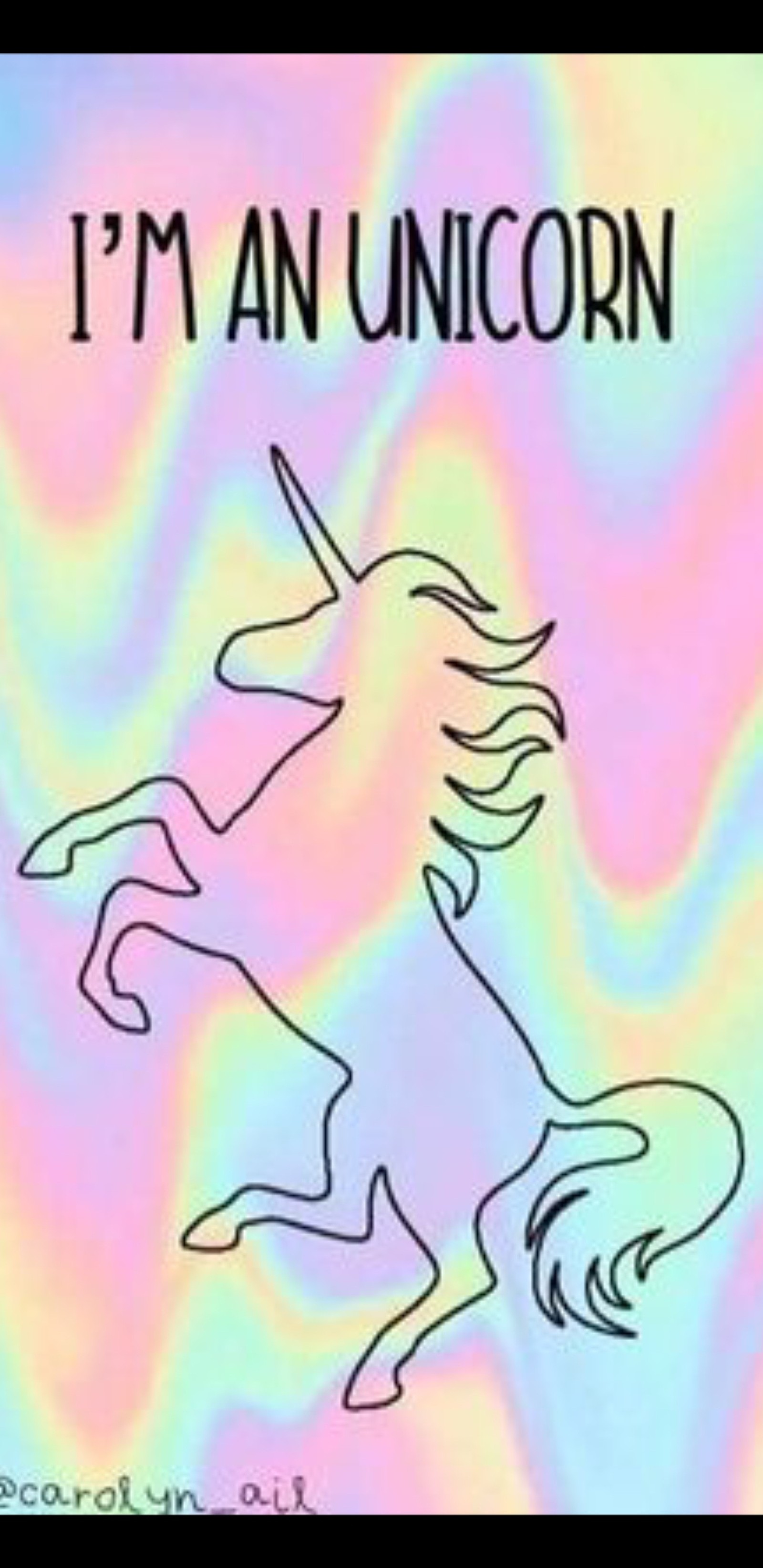 Una imagen de un unicornio con un fondo de arcoíris y un texto que dice soy un unicornio (mágico, unicornio)