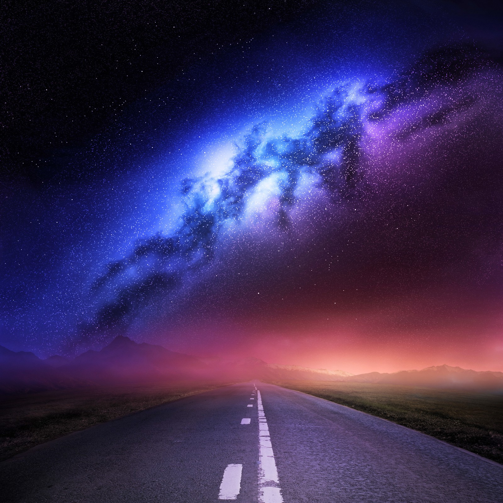 A close up of a road with a sky background and a milky (abstract, landscape, love, nature, view)