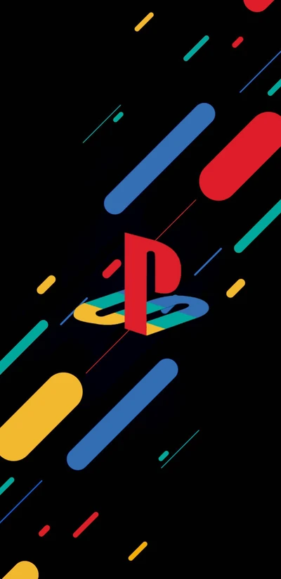 Buntes PlayStation-Logo mit dynamischem Doppeltbelichtungsdesign