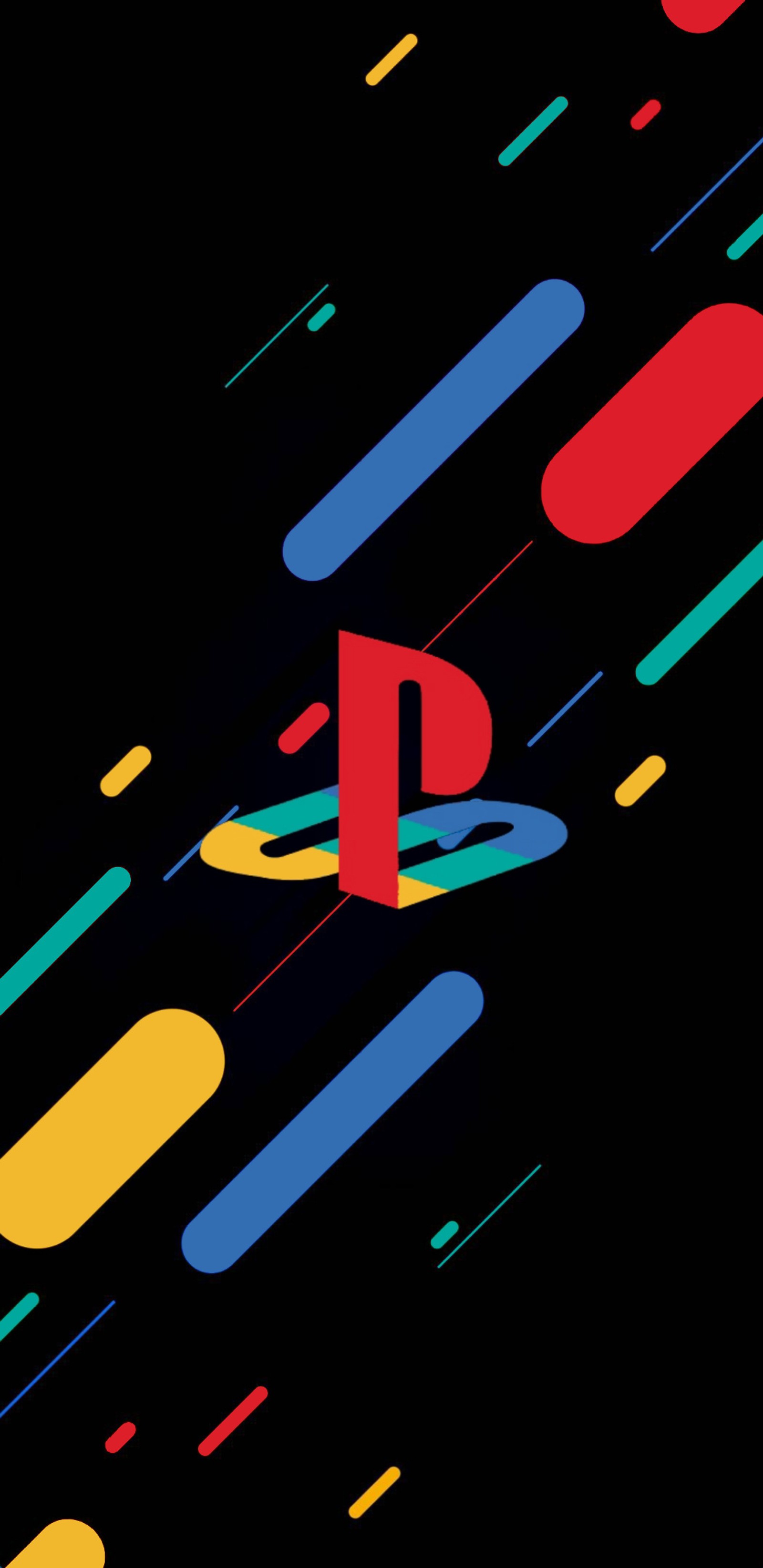 Un primer plano del logo de playstation en un fondo negro (colorido, colores, double exposure, logotipo, nuevo)