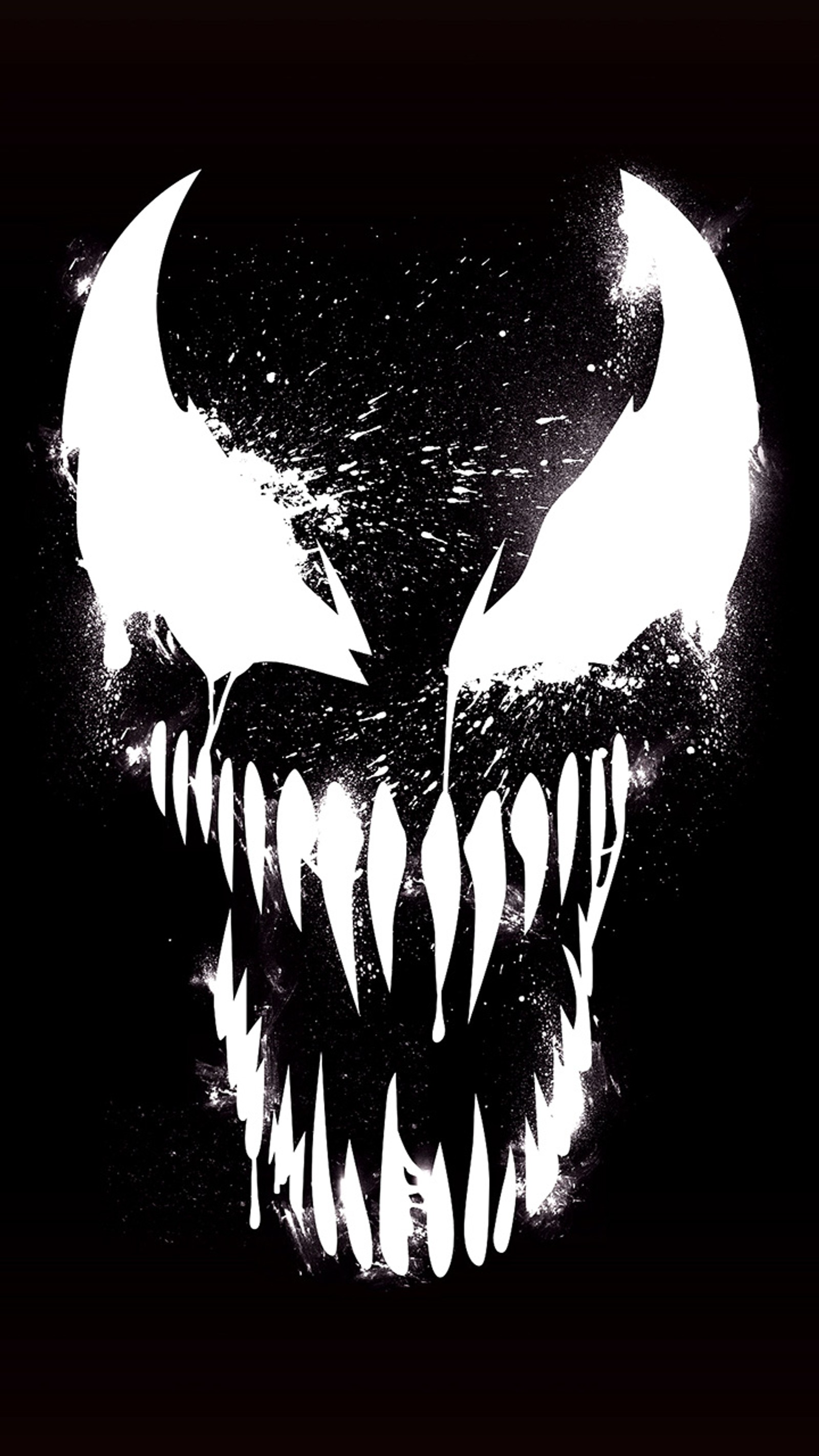 Venom logo with white paint on black background (black, drip, graffiti, man, marvel)