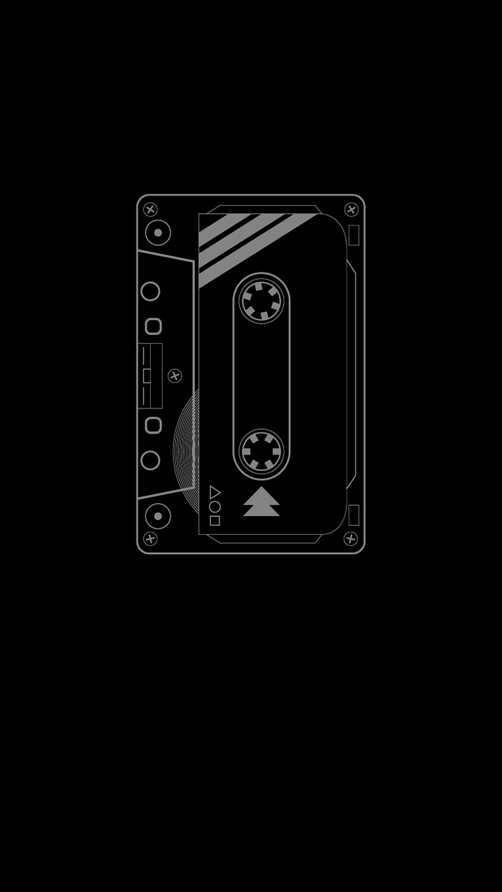 A black and white photo of a cassette player on a black background (cassette, old, school)