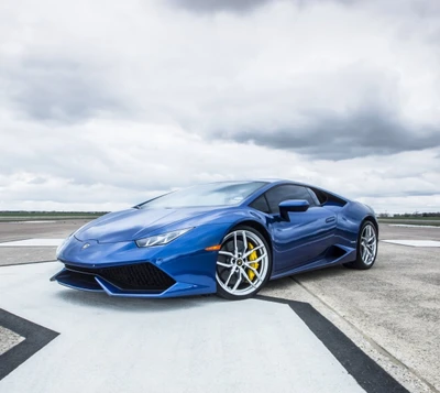 blau, auto, huracan, lamborghini