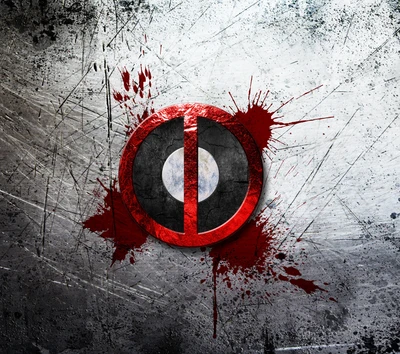 Logo de Deadpool con fondo de grunge y salpicaduras de sangre