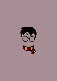 Diseño minimalista de Harry Potter con gafas icónicas y bufanda