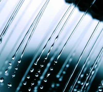 Blue Bokeh of Raindrops in a Shower