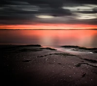 playa, atardecer