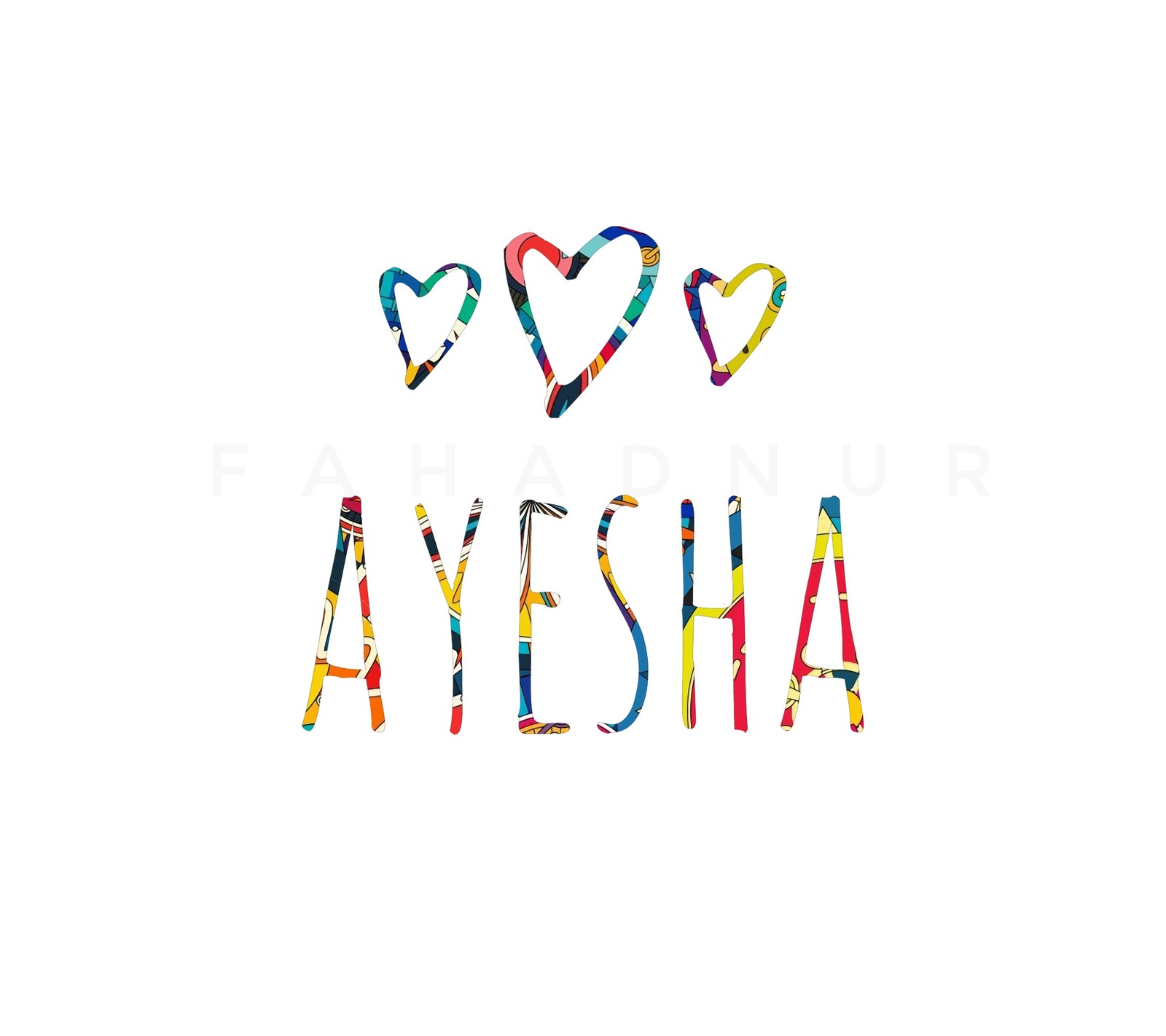 Descargar fondo de pantalla ayesha name art, ayesha name design, azul, caligrafía, fahad noor