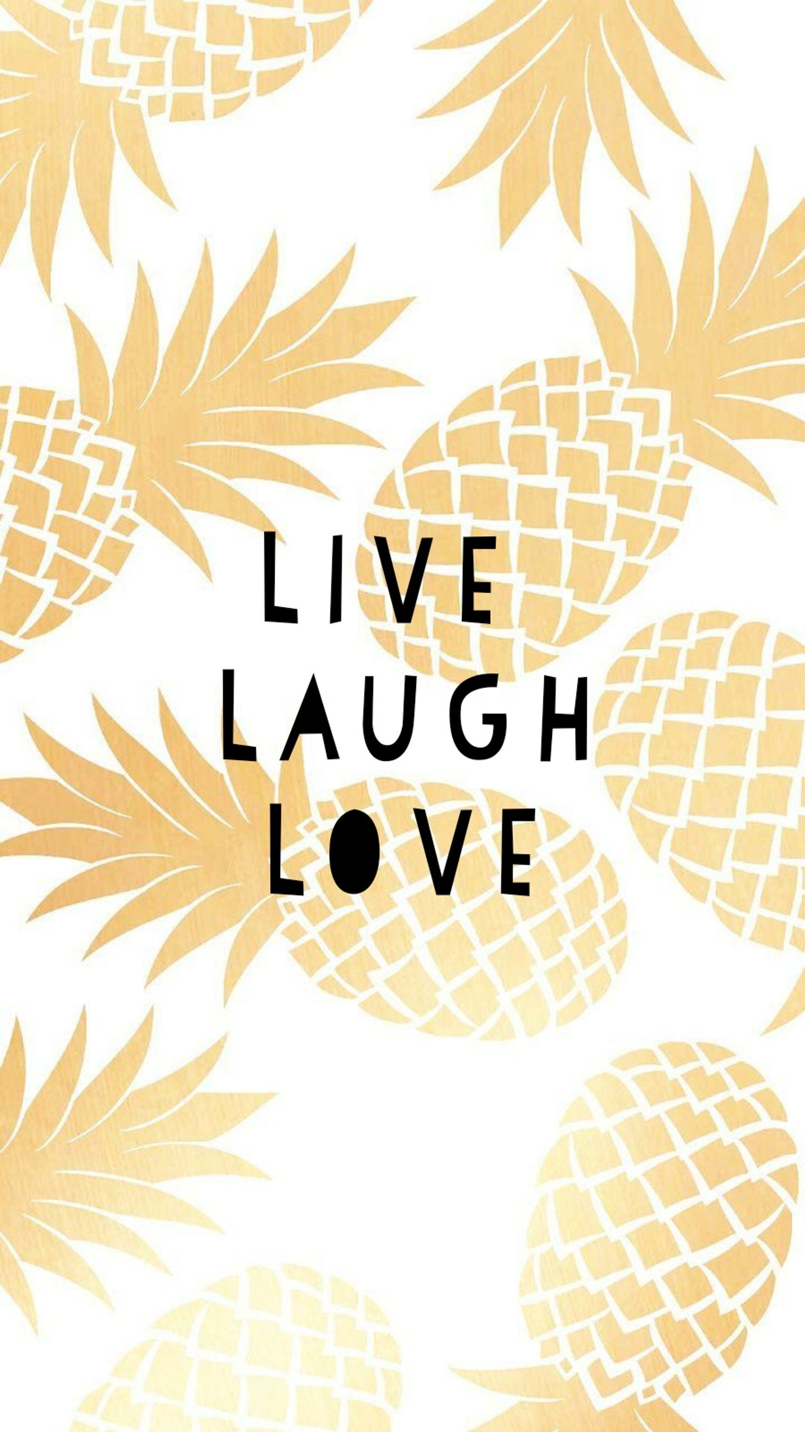 A close up of a pineapple pattern with the words live laugh love (love, pinneapple)