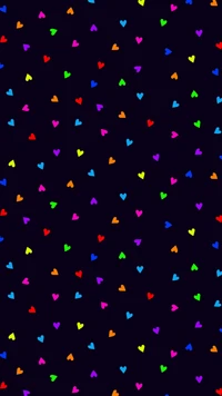 Colorful Heart Pattern on a Dark Background