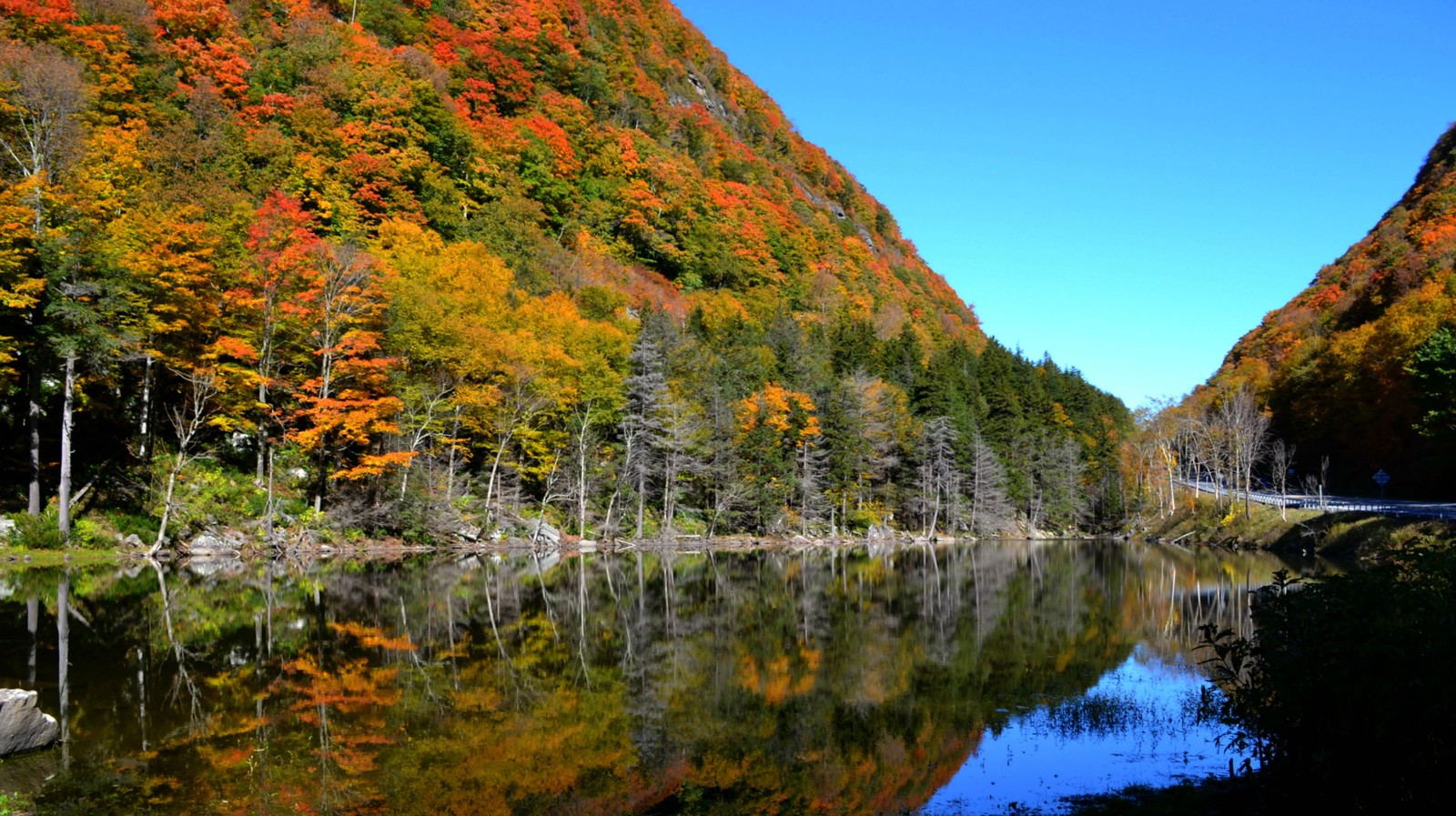 Image floue d'une rivière avec une montagne en arrière-plan (réflexion, réserve naturelle, parc national, lac, nature)