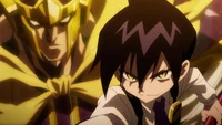 Ren Tao and Bason from Shaman King (2021) in a dynamic confrontation.