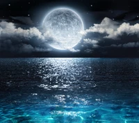 moon, nature, night, sea, shine wallpaper