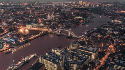 Illuminated London: A Night View of the River Thames and Iconic Bridges