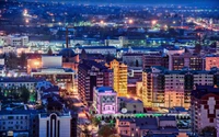 Lebendige nächtliche Skyline einer Metropole