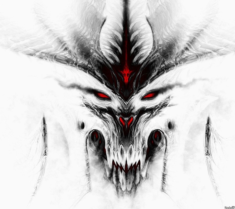 Un primer plano de un animal de aspecto demoníaco con ojos rojos (diablo, juego)