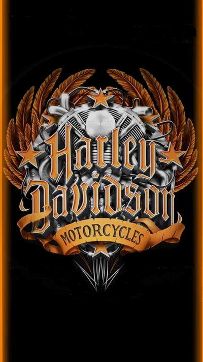 Emblema de motocicletas Harley Davidson com design ousado e elementos icônicos