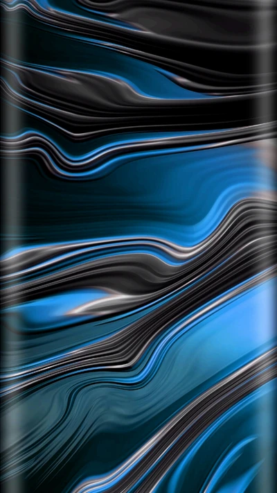 Vagues liquides abstraites en noir et bleu