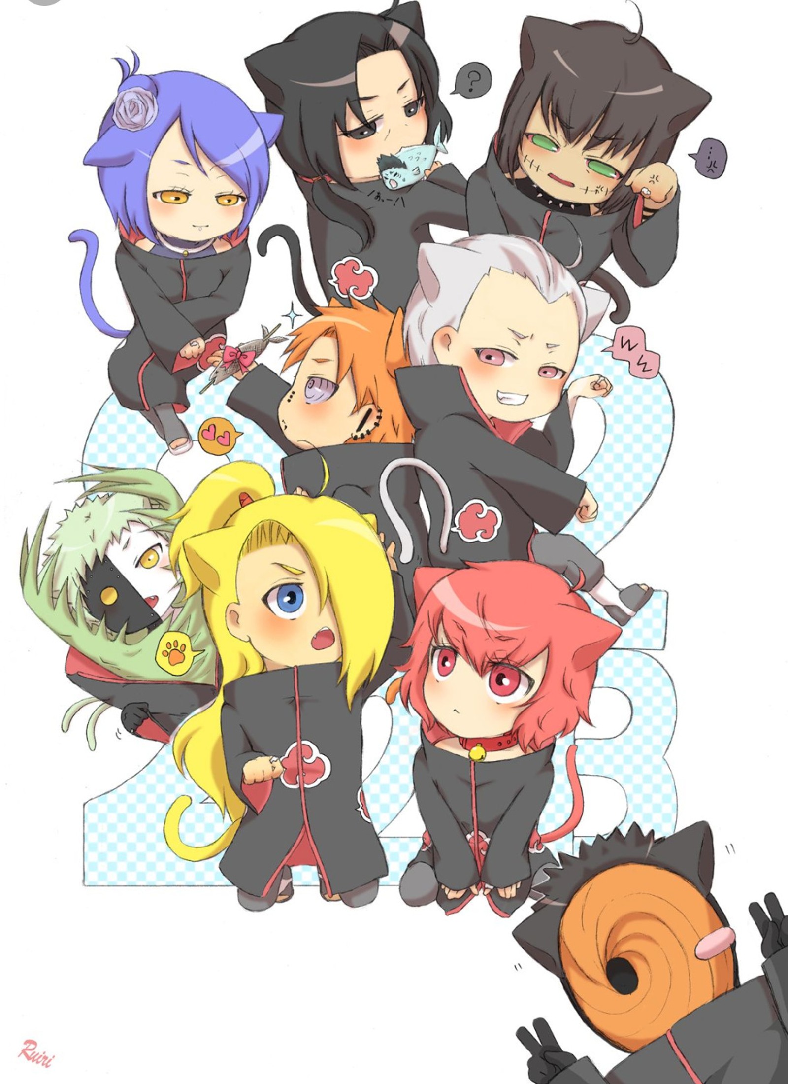 Baixar papel de parede akatsuki, chibi, naruto