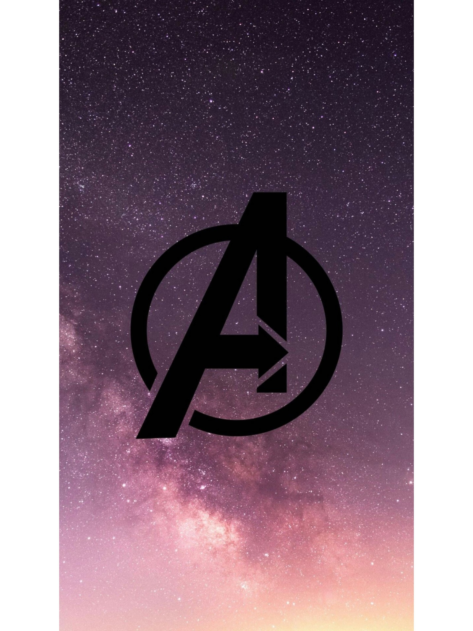 Logo des avengers sur un fond violet avec des étoiles (lère dultron, avengers, logo des avengers, fin de partie, endgame)