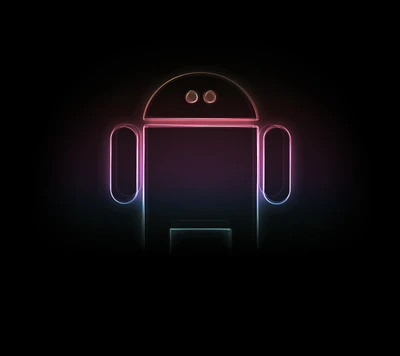 Neon Android Icon on Dark Background