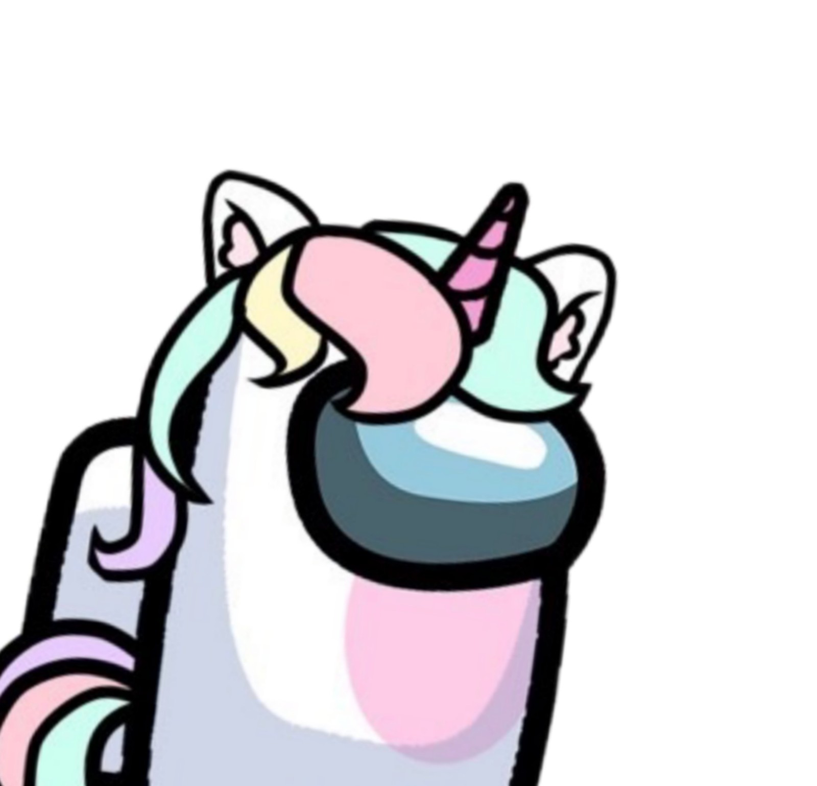 Un unicornio de dibujos animados con una mochila (among us, unicornio)