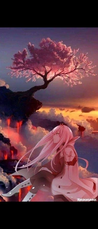 Zero Two Beneath the Cherry Blossom Skies