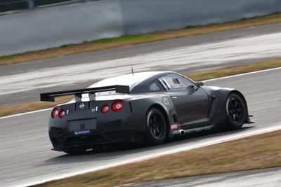 Nissan GT-R Race Car in Motion on Track