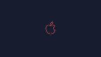 Logo de manzana roja brillante letrero de neón sobre fondo oscuro