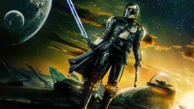 a série the mandalorian, série de televisão, star wars, din djarin, darksaber