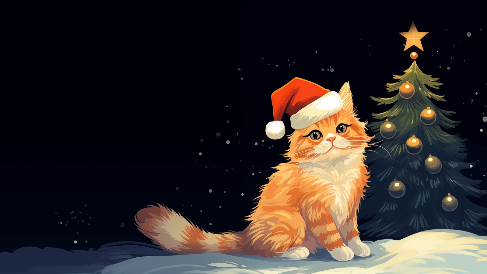 christmas tree, christmas, holiday, cat, animals wallpaper