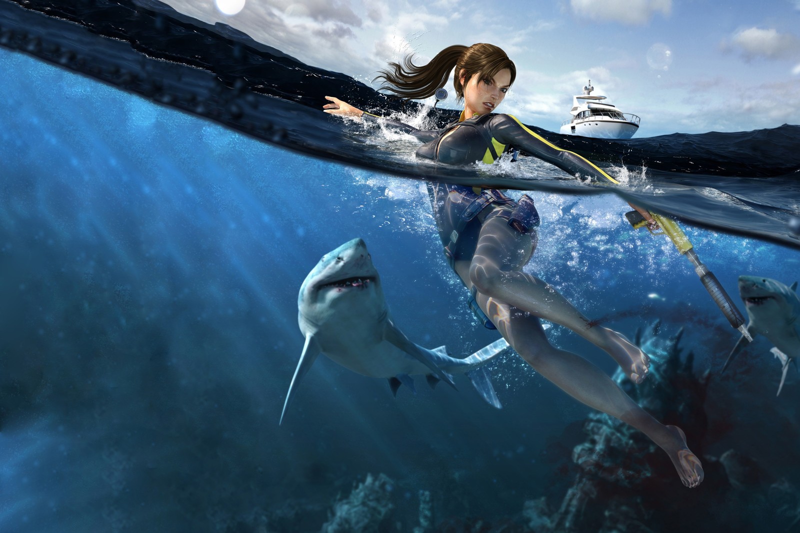 tomb raider underworld, rise of the tomb raider, underwater, fish, recreation wallpaper