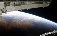 View of Earth from the International Space Station against the backdrop of outer space