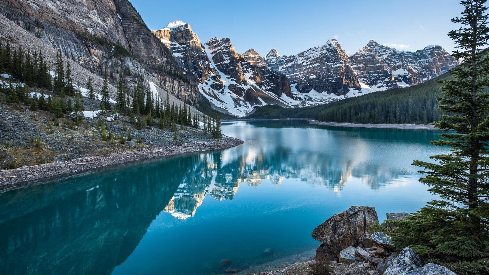 Baixar papel de parede lago moraine, montanha, natureza, reflexo, laguna