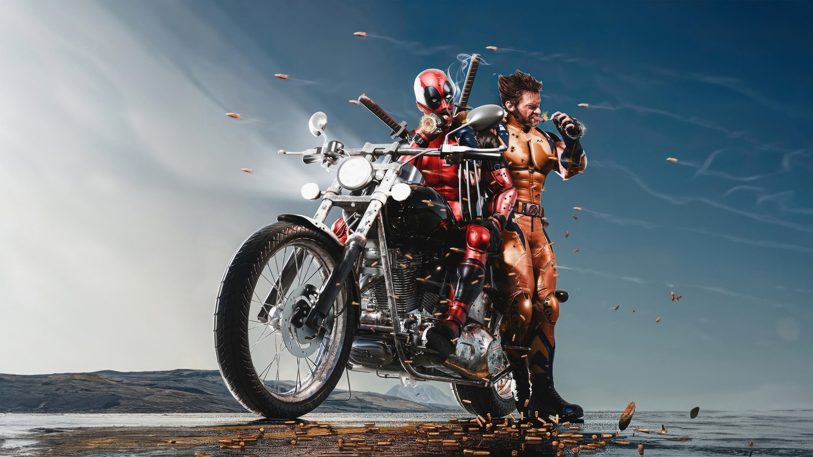 Baixar papel de parede deadpool e wolverine, filme, marvel, wolverine, fumar