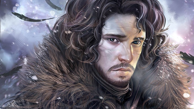 Картина человека с длинными волосами и меховым пальто (jon snow, игра престолов, game of thrones, игрит, ygritte)