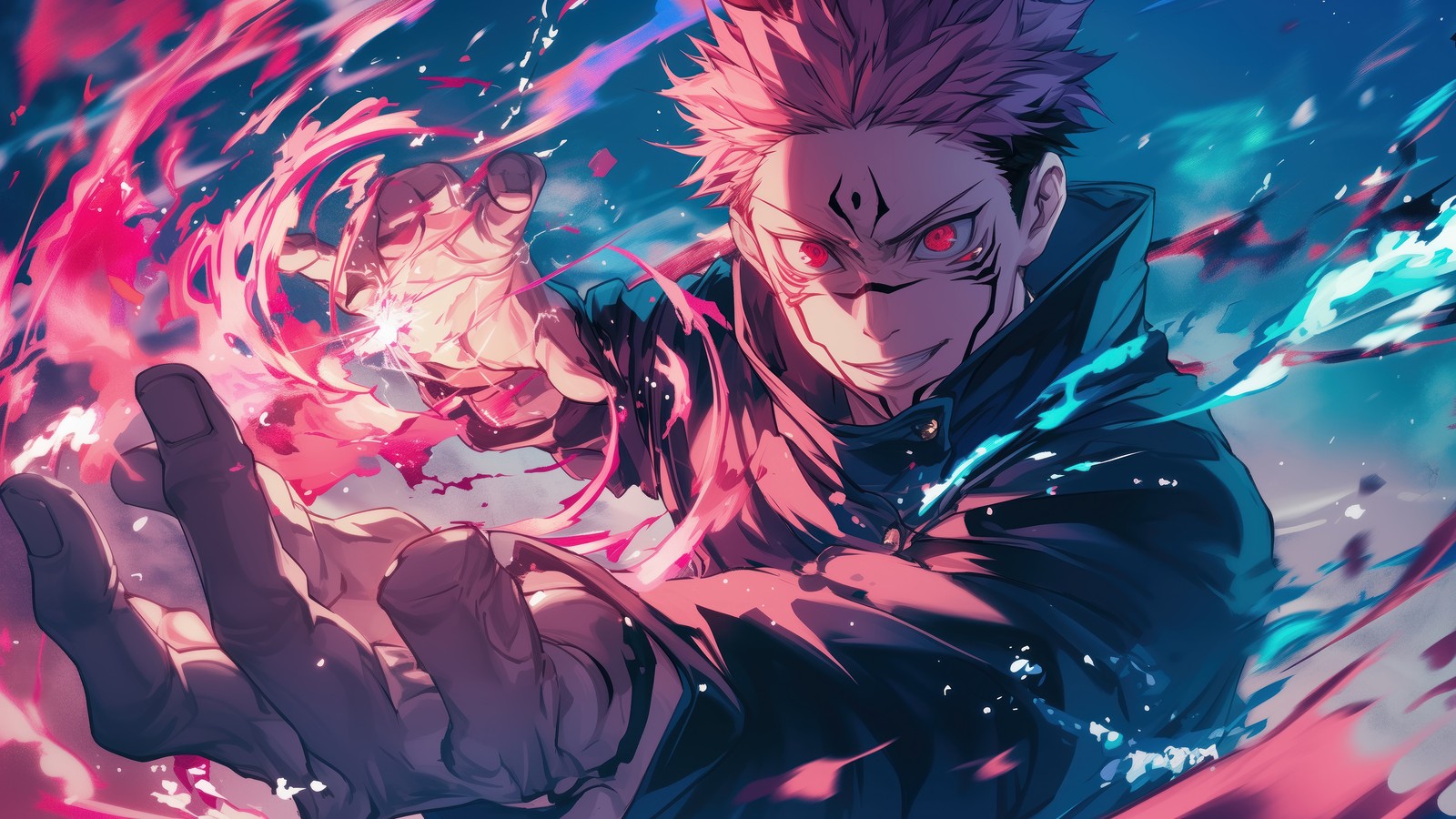 sukuna, yuji itadori, jujutsu kaisen, anime wallpaper