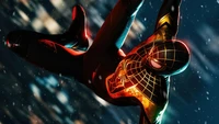 Miles Morales balançando por Uptown Pride em Marvel's Spider-Man para PS5